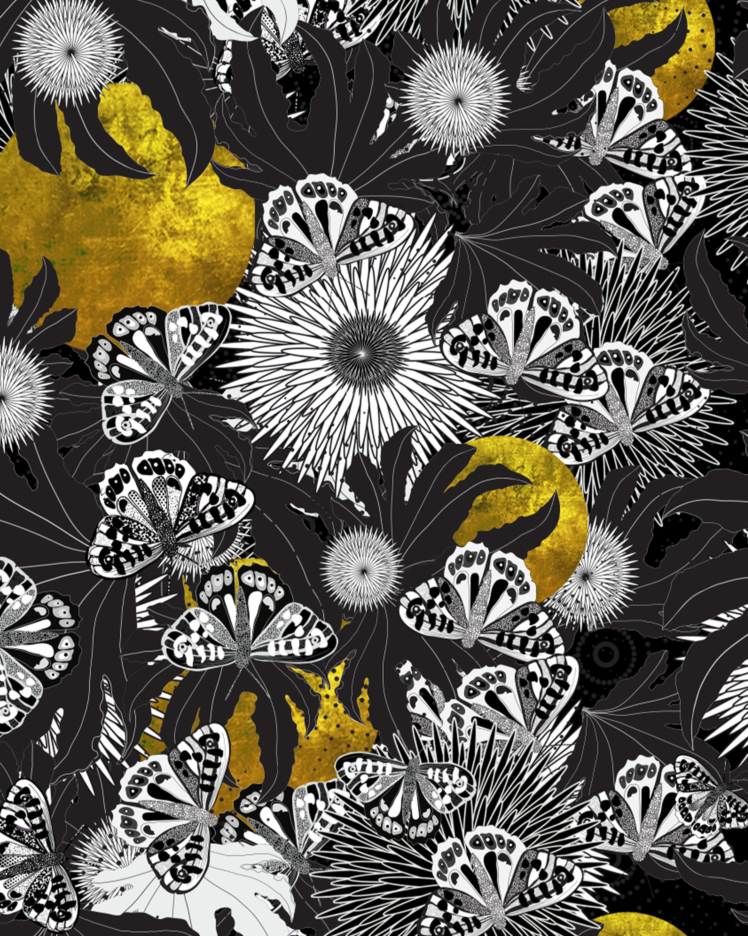 Butterfly Moon Repeat Wallpaper