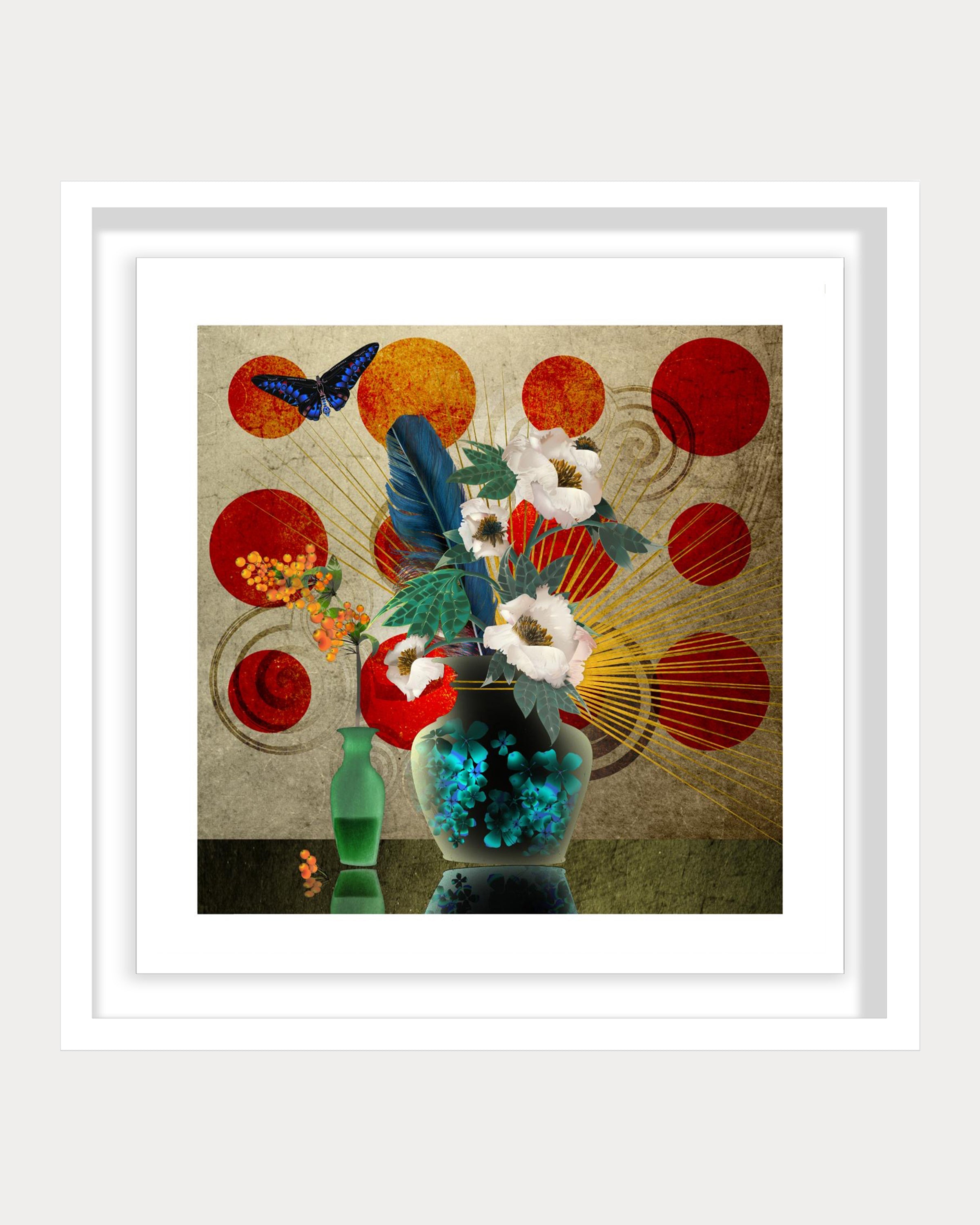 Peonies & Feathers: A Still Life