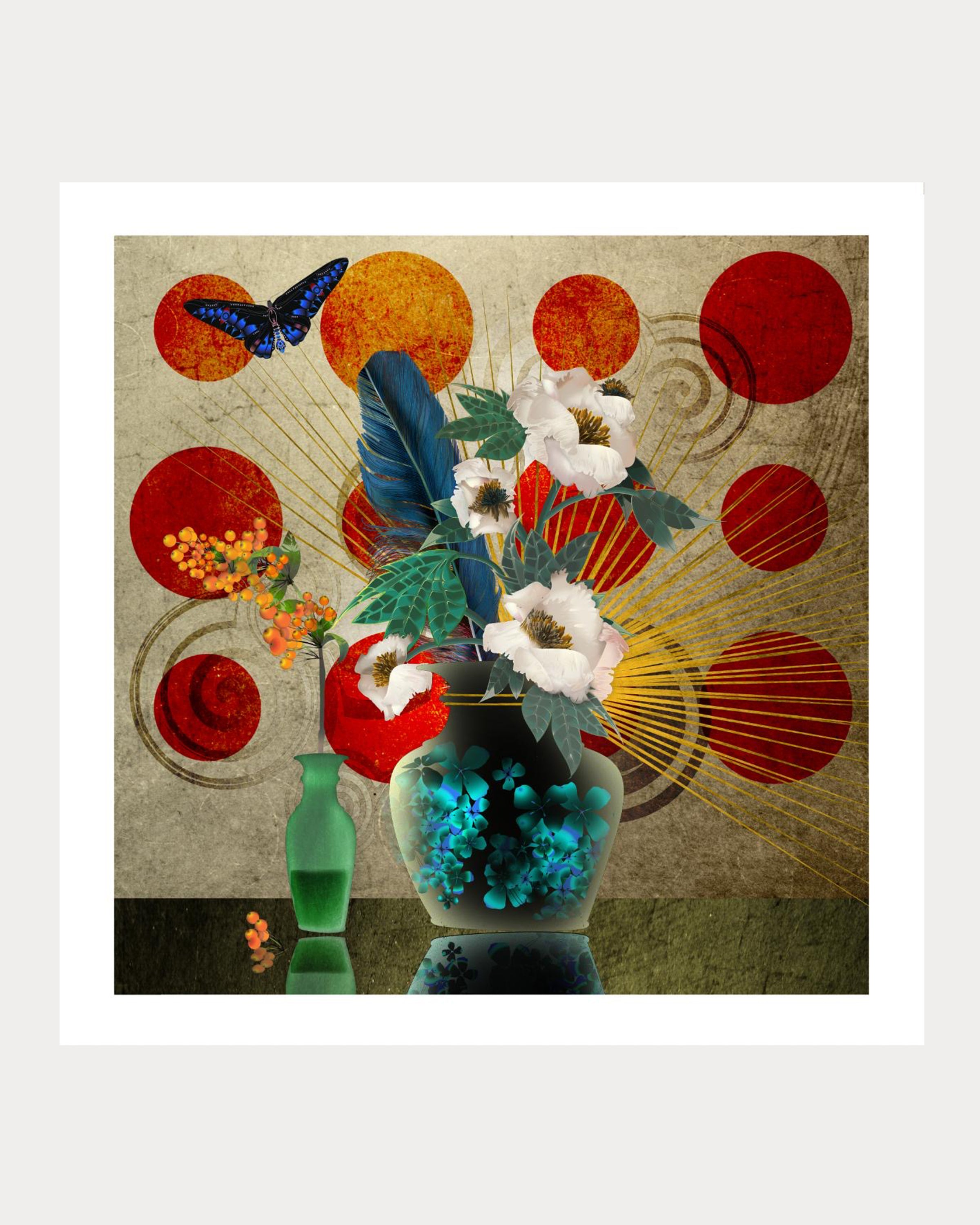 Peonies & Feathers: A Still Life