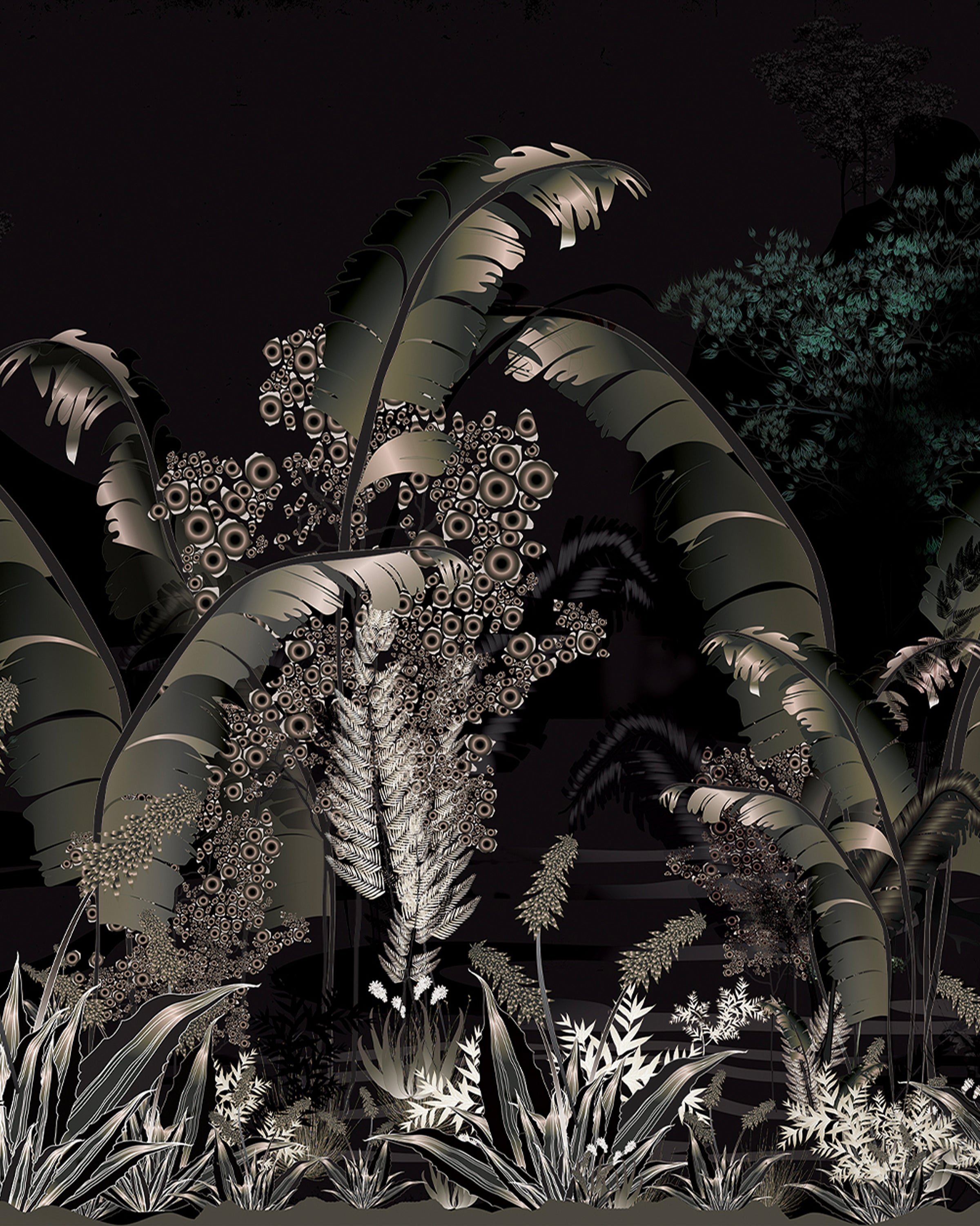 Jungle Palm Dark Wallpaper Sample