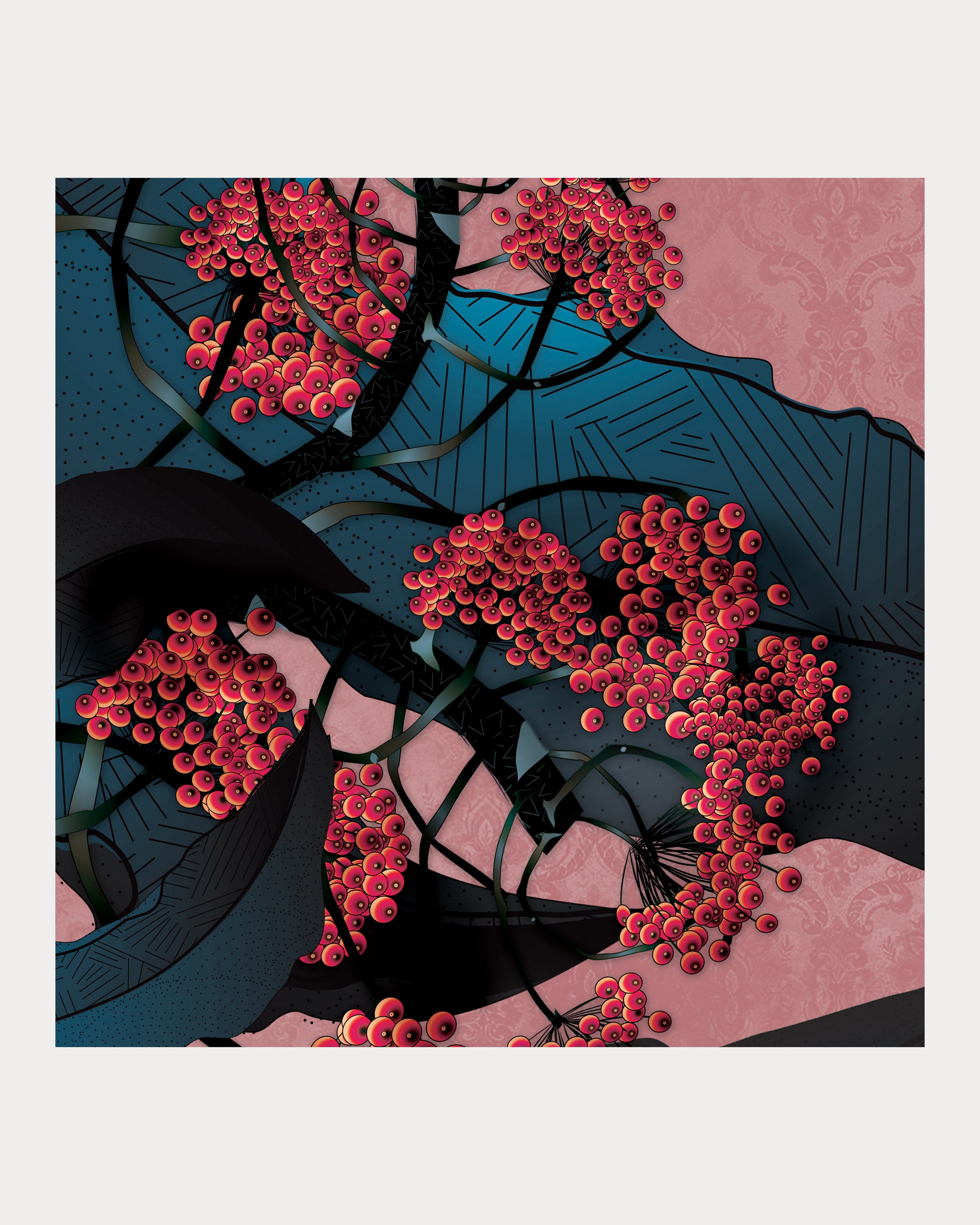 Fatsia Pink Fabric Sample