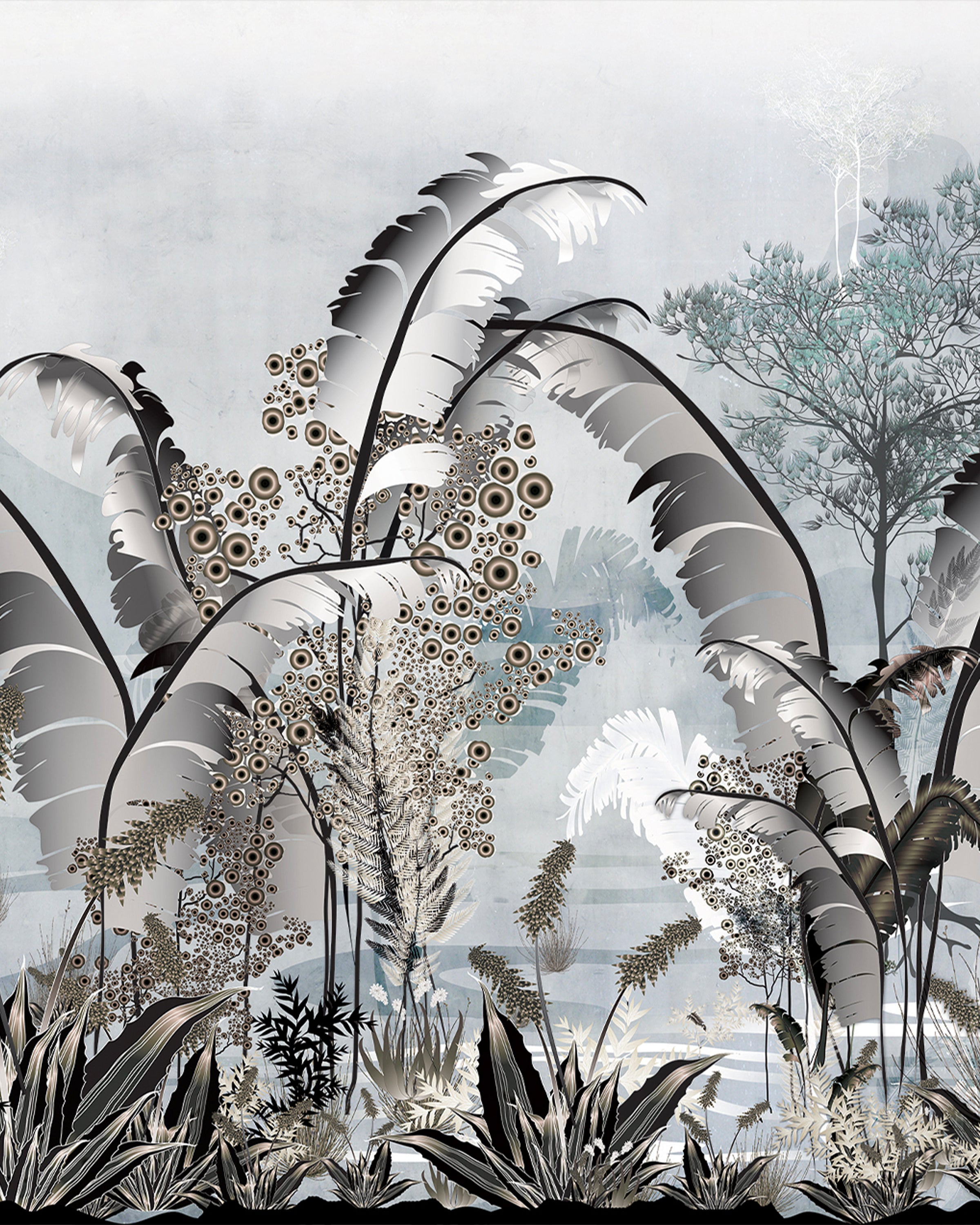 Jungle Palm Light Wallpaper Sample