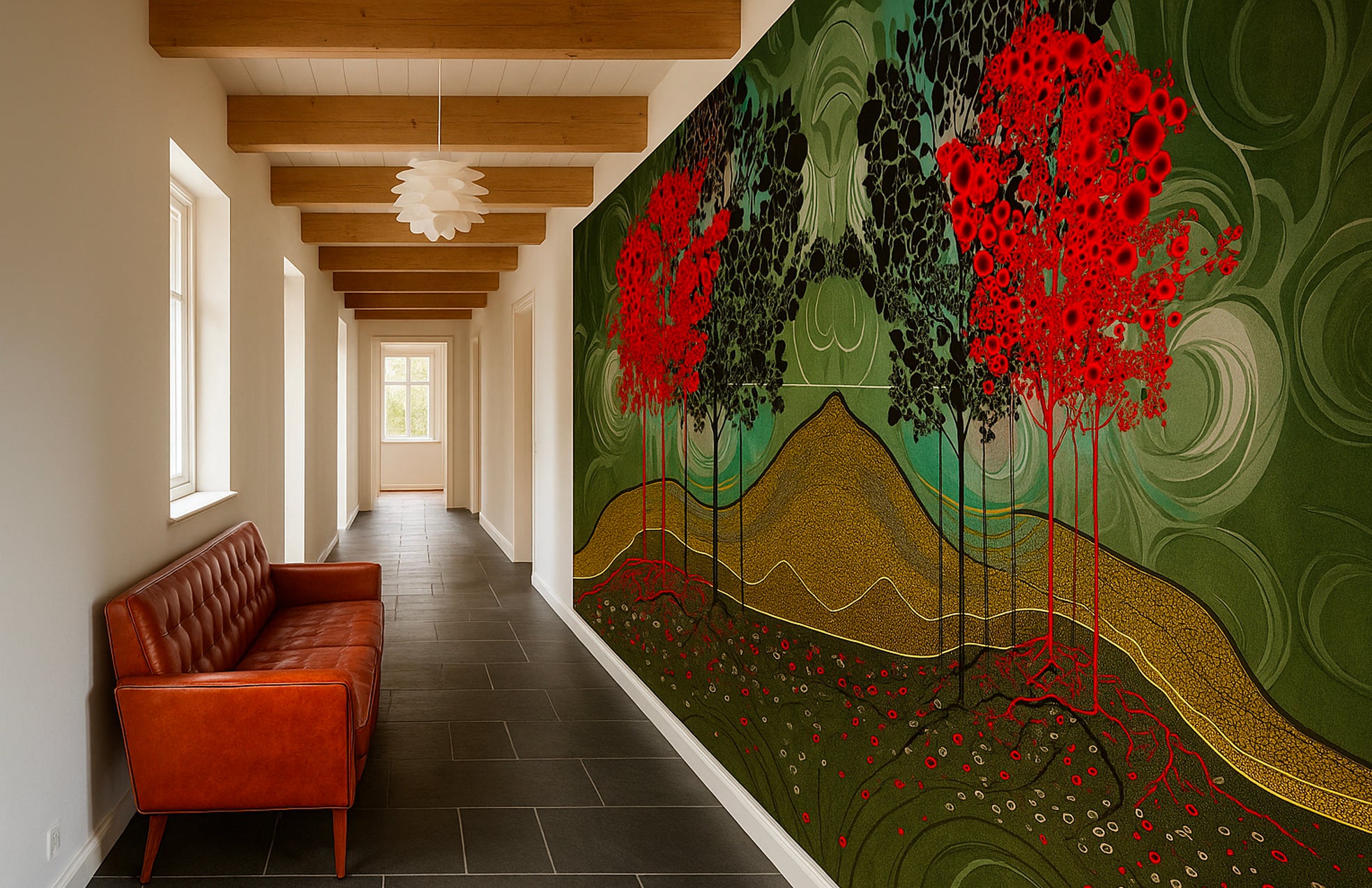 Red Trees Wallpaper Mural