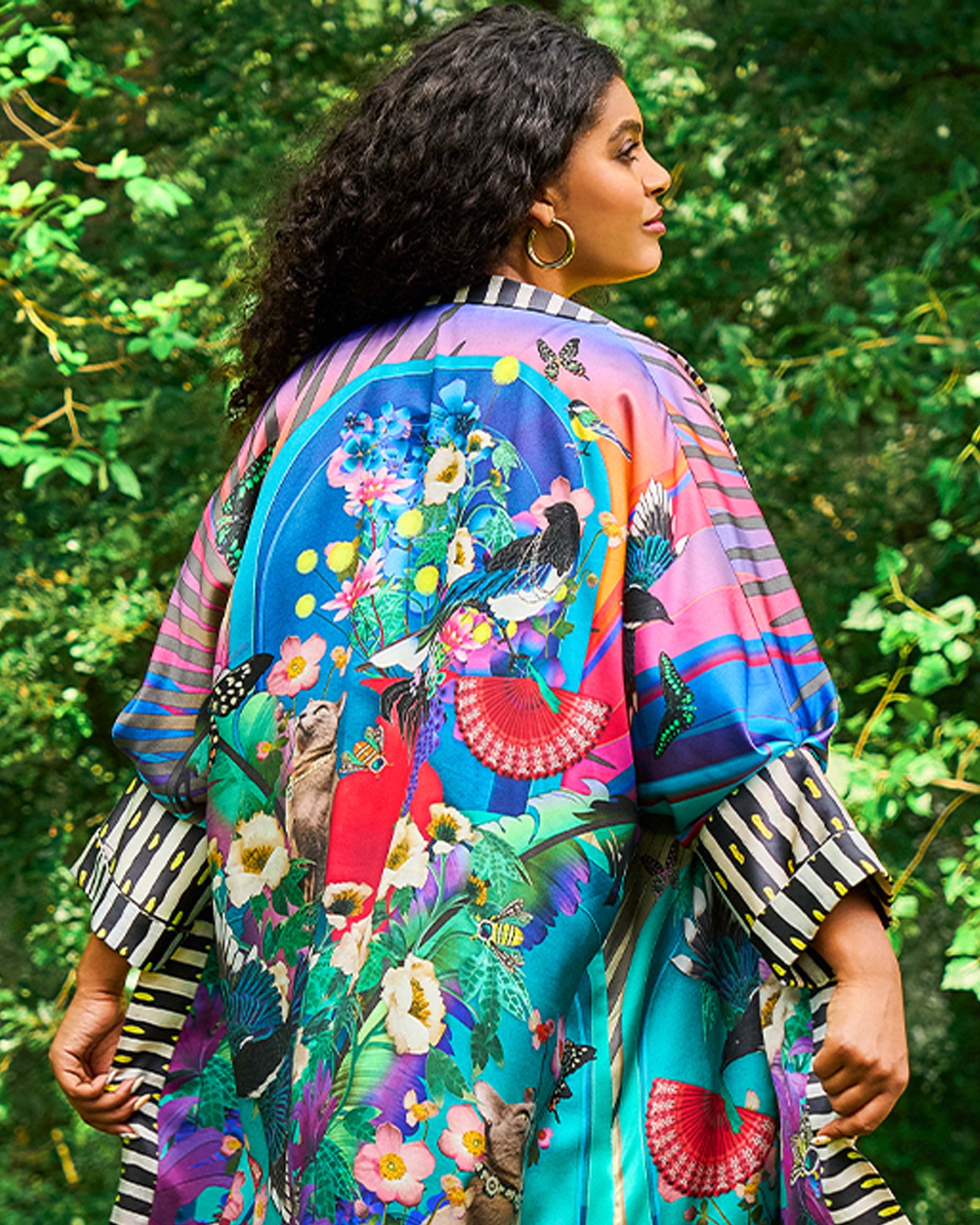 The Pussy Cat & The Magpie Kimono