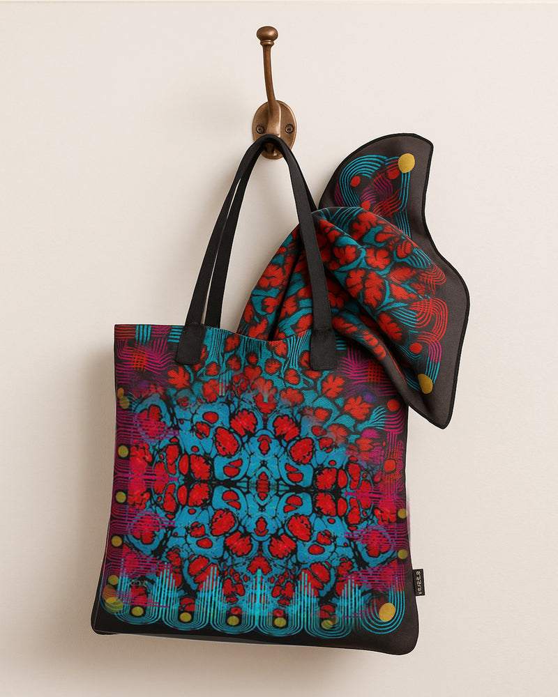 Red Marble Tote Bag