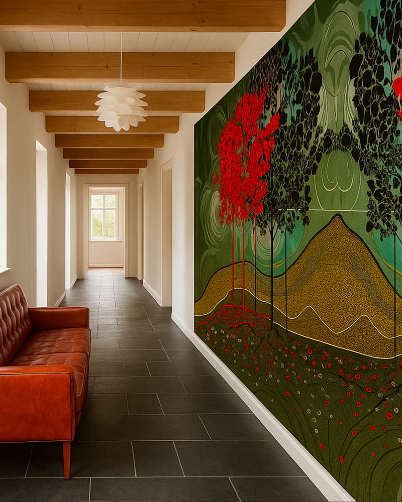 Red Trees Wallpaper Mural