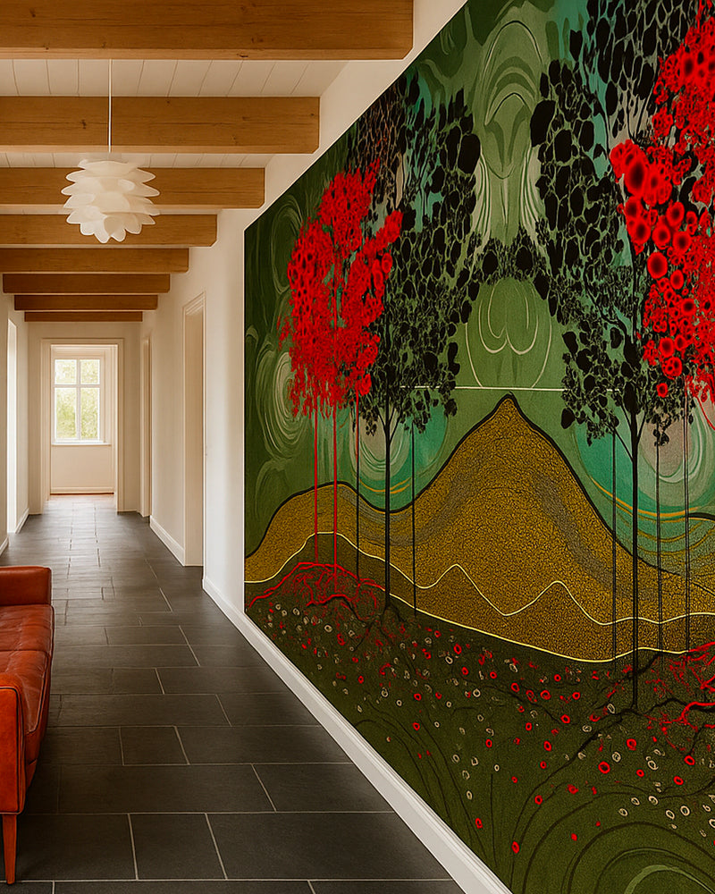 Red Trees Wallpaper Mural